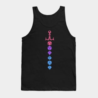 Colorful Polyhedral Dice Sword Tabletop Roleplaying RPG Gaming Addict Tank Top